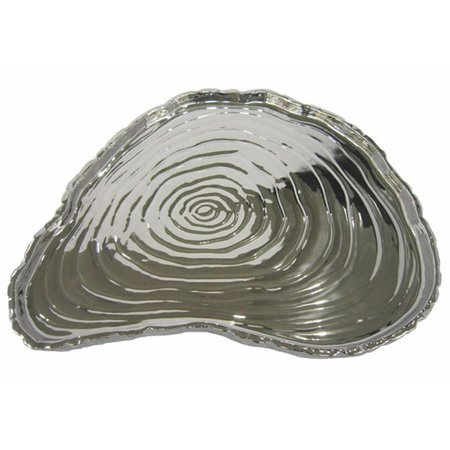 COMIDA 13 x 12 in. Botanic Porcelain Tree Bark Tray, Silver CO2535345